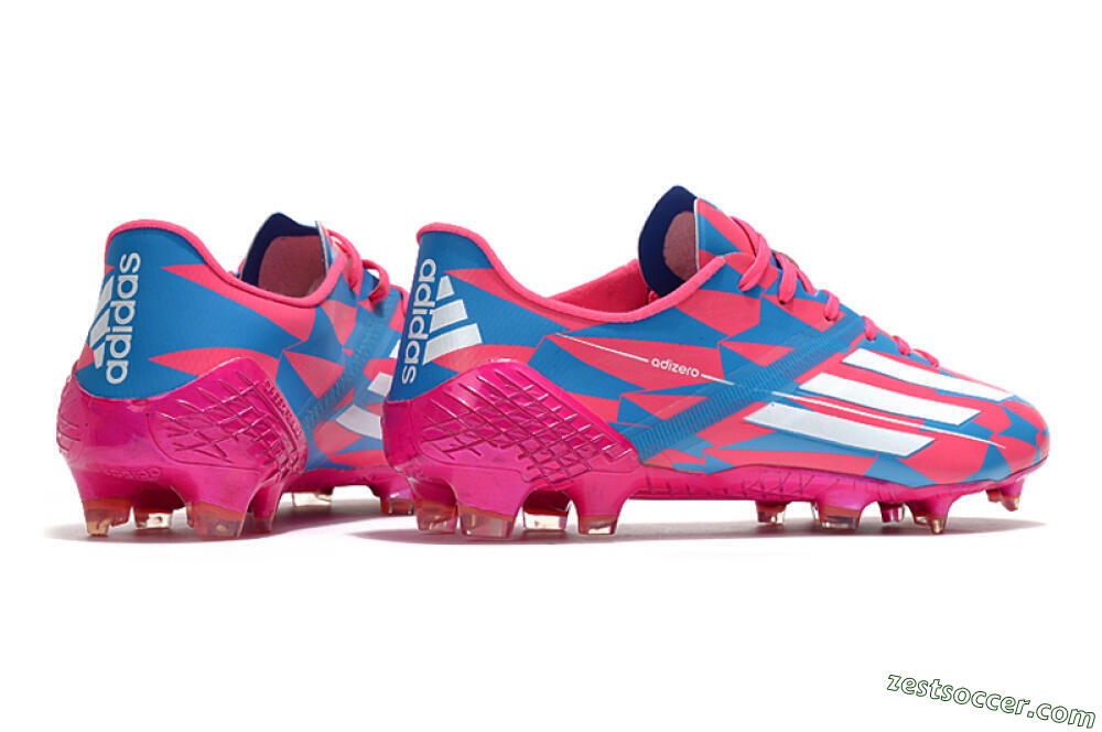 Adidas F50 Adizero Ghosted FG Low-Tops Soccer Cleats - Pink/White/Blue 6
