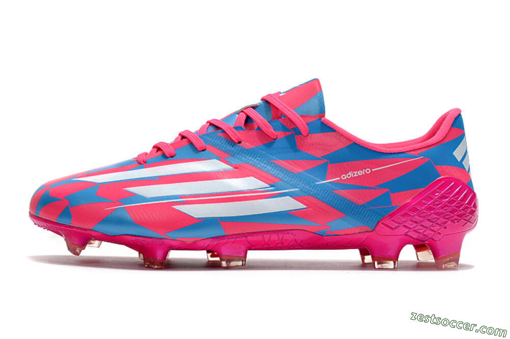 Adidas F50 Adizero Ghosted FG Low-Tops Soccer Cleats - Pink/White/Blue 2
