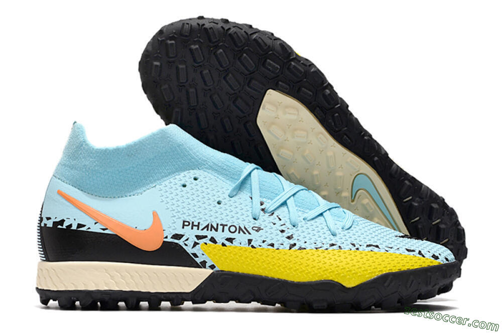 Nike Phantom GT Pro TF High-Tops Soccer Shoes - Blue/Yellow/Pink 0