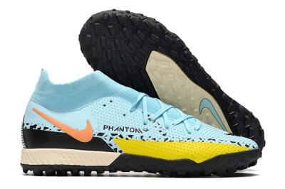 Nike Phantom GT Pro TF High-Tops Soccer Shoes - Blue/Yellow/Pink