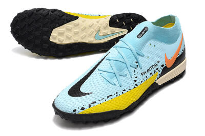 Nike Phantom GT Pro TF High-Tops Soccer Shoes - Blue/Yellow/Pink