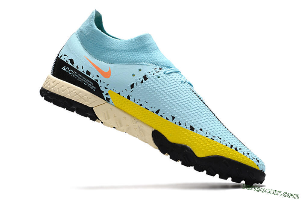 Nike Phantom GT Pro TF High-Tops Soccer Shoes - Blue/Yellow/Pink 4
