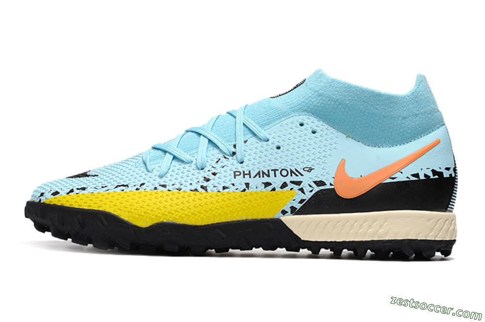 Nike Phantom GT Pro TF High-Tops Soccer Shoes - Blue/Yellow/Pink 2