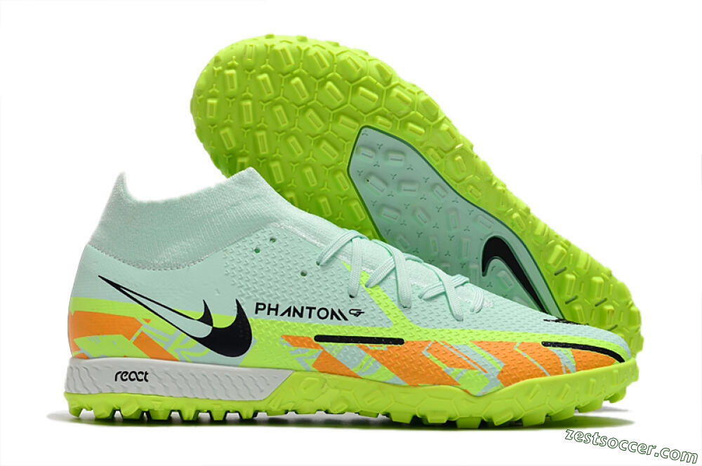 Nike Phantom GT Pro TF High-Tops Soccer Shoes - Jade/Yellow/Orange/Black 0