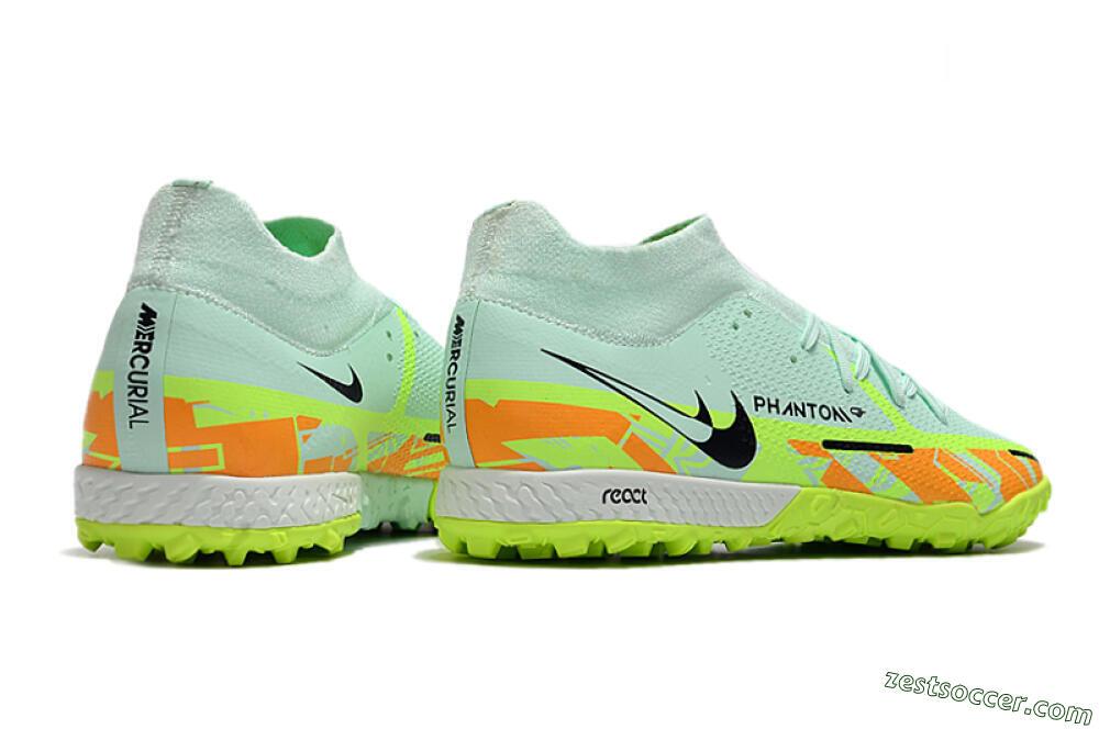 Nike Phantom GT Pro TF High-Tops Soccer Shoes - Jade/Yellow/Orange/Black 6