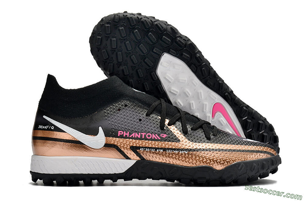Nike Phantom GT Pro TF High-Tops Soccer Shoes - Gold/Black/White 0