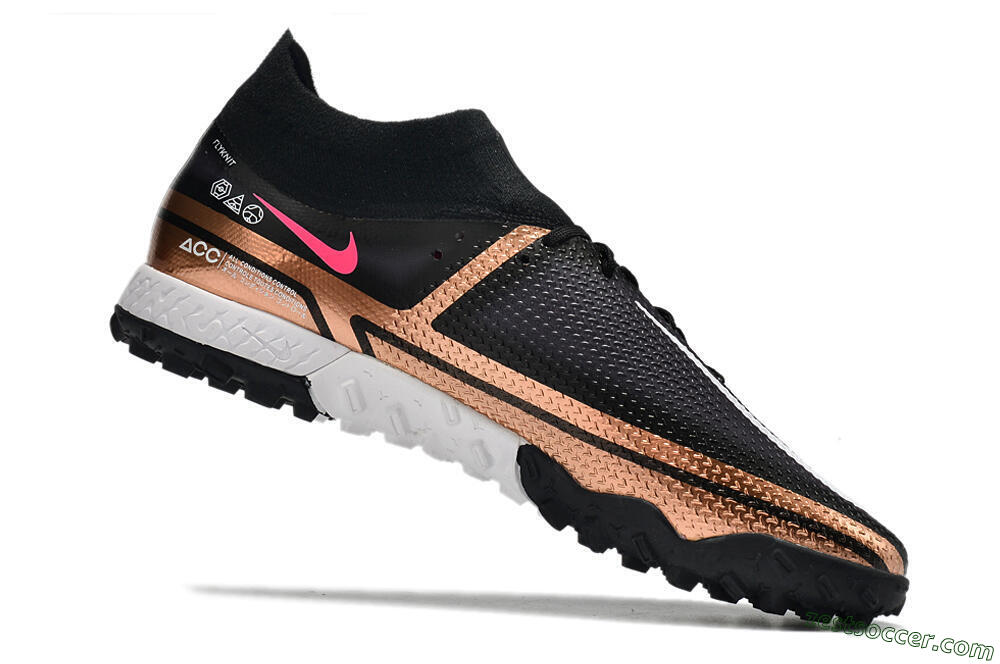 Nike Phantom GT Pro TF High-Tops Soccer Shoes - Gold/Black/White 4