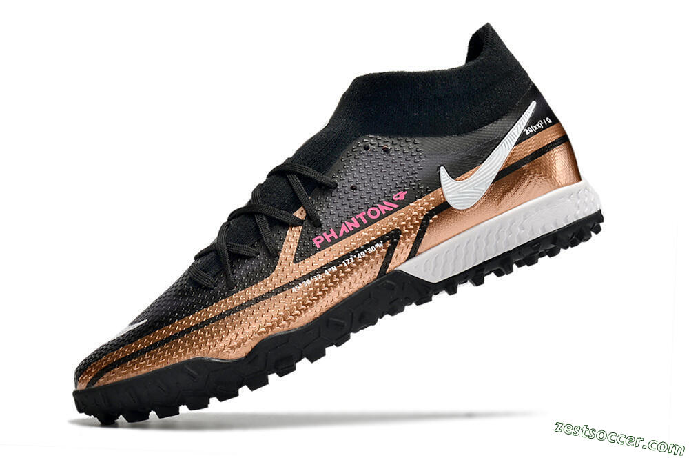 Nike Phantom GT Pro TF High-Tops Soccer Shoes - Gold/Black/White 5
