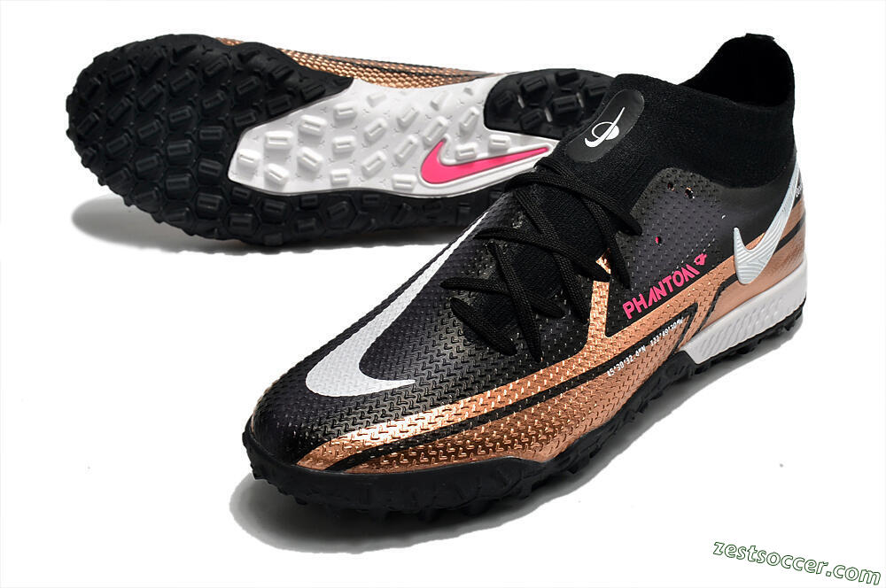 Nike Phantom GT Pro TF High-Tops Soccer Shoes - Gold/Black/White 3