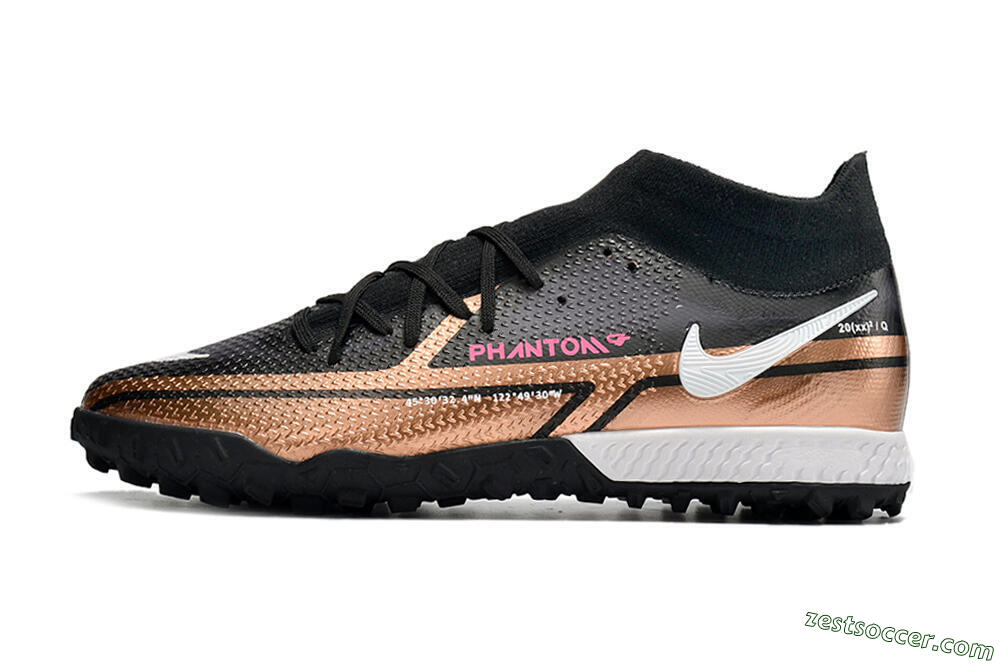 Nike Phantom GT Pro TF High-Tops Soccer Shoes - Gold/Black/White 2