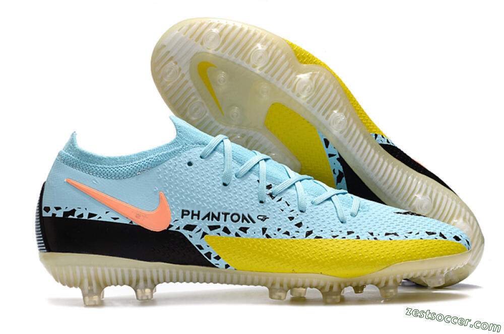 Nike Phantom GT Elite AG Low-Tops Soccer Cleats - Blue/Yellow/Pink 0