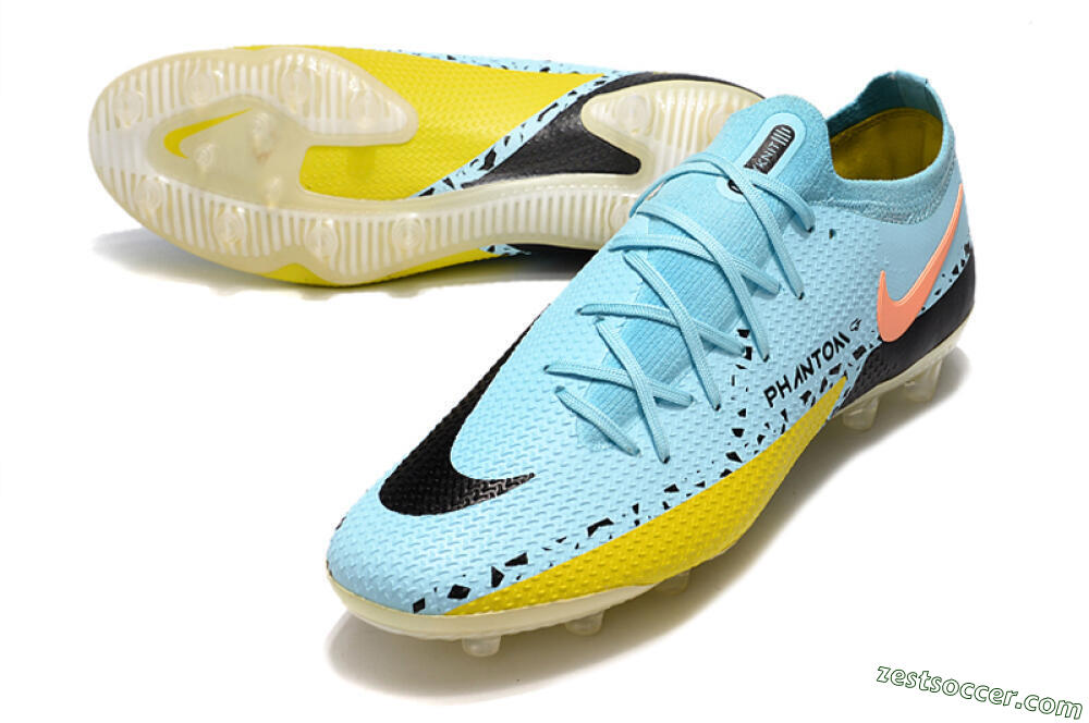 Nike Phantom GT Elite AG Low-Tops Soccer Cleats - Blue/Yellow/Pink 3