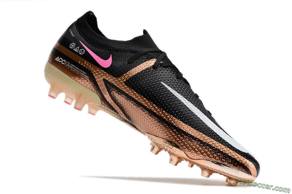 Nike Phantom GT Elite AG Low-Tops Soccer Cleats - Gold/Black/White 4