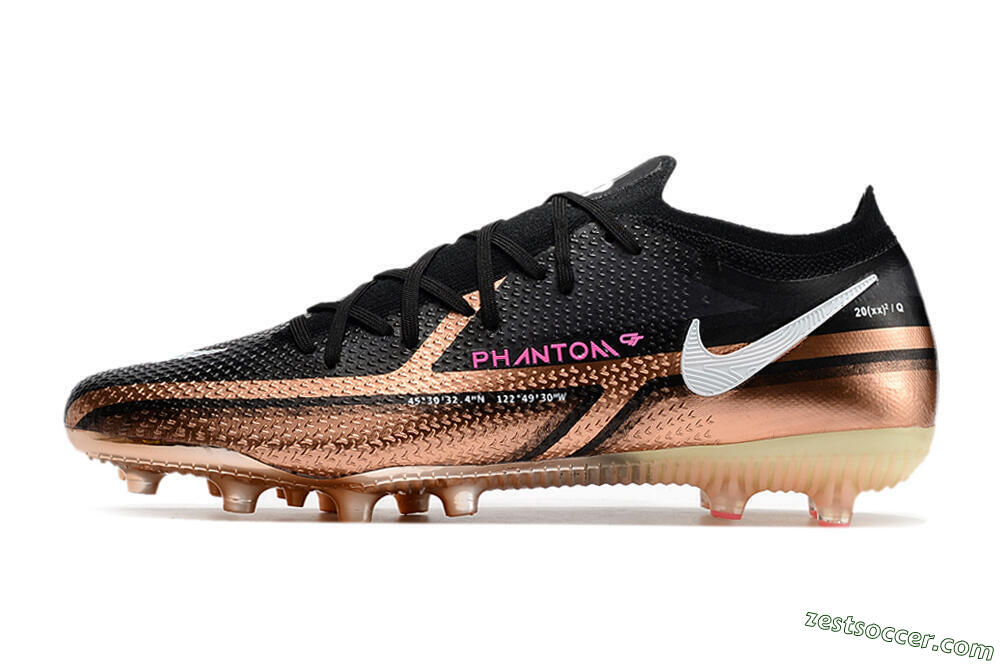 Nike Phantom GT Elite AG Low-Tops Soccer Cleats - Gold/Black/White 2