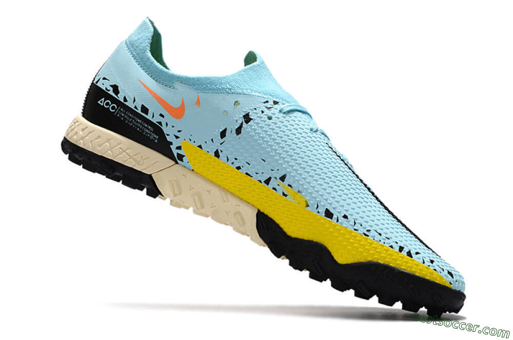 Nike Phantom GT Pro TF Low-Tops Soccer Shoes - Blue/Yellow/Pink 4