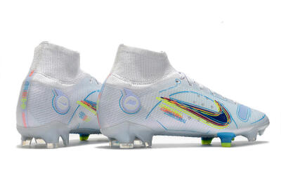 Nike Mercurial Superfly 8 Elite FG High-Tops Soccer Cleats - White/Blue/Yellow