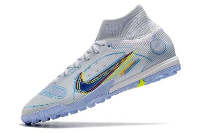 Nike Mercurial Superfly 8 Elite TF High-Tops Soccer Shoes - White/Blue/Yellow
