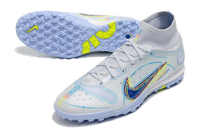 Nike Mercurial Superfly 8 Elite TF High-Tops Soccer Shoes - White/Blue/Yellow