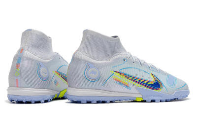 Nike Mercurial Superfly 8 Elite TF High-Tops Soccer Shoes - White/Blue/Yellow