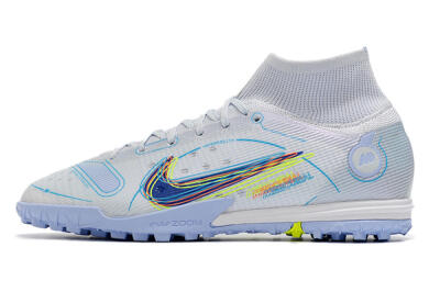 Nike Mercurial Superfly 8 Elite TF High-Tops Soccer Shoes - White/Blue/Yellow