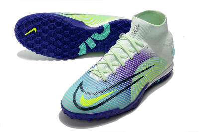Nike Mercurial Superfly 8 Elite TF High-Tops Soccer Shoes - Jade/Yellow/Purple