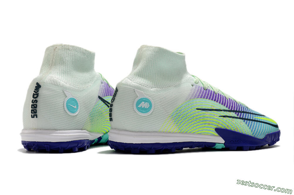 Nike Mercurial Superfly 8 Elite TF High-Tops Soccer Shoes - Jade/Yellow/Purple 6