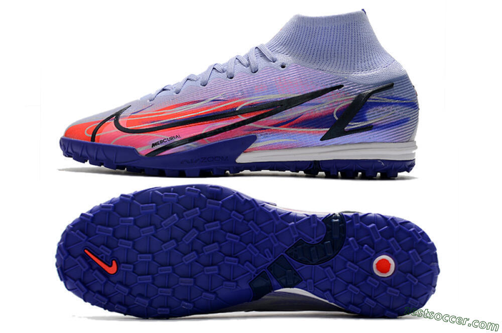 Nike Mercurial Superfly 8 Elite TF High-Tops Soccer Shoes - Blue/Red/Black 1