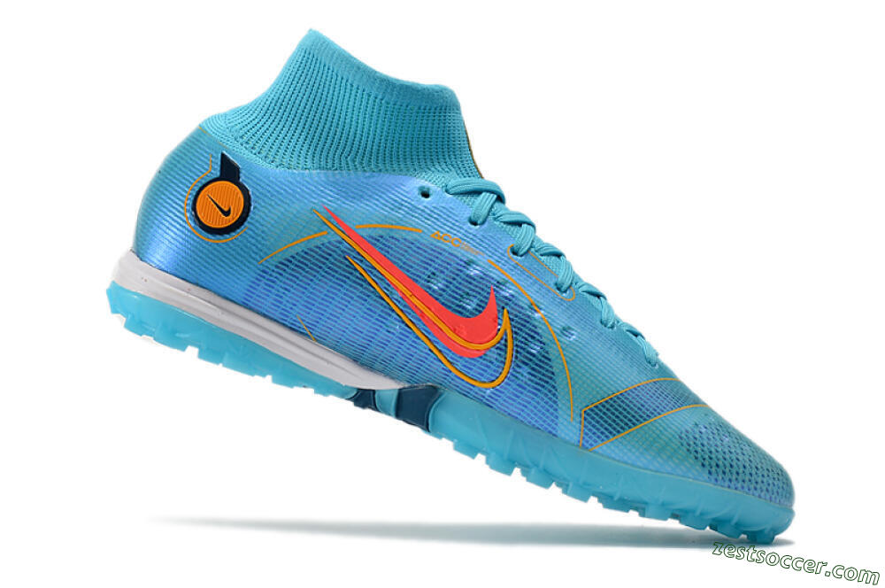 Nike Mercurial Superfly 8 Elite TF High-Tops Soccer Shoes - Blue/Red/Yellow 4