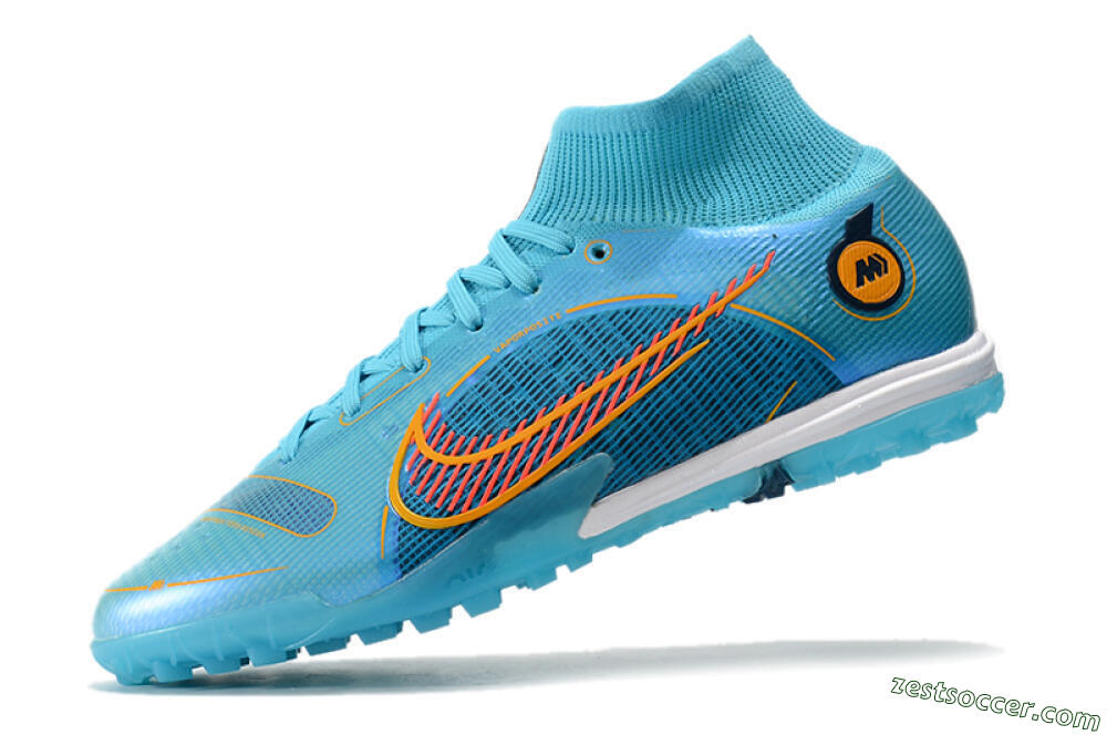 Nike Mercurial Superfly 8 Elite TF High-Tops Soccer Shoes - Blue/Red/Yellow 5