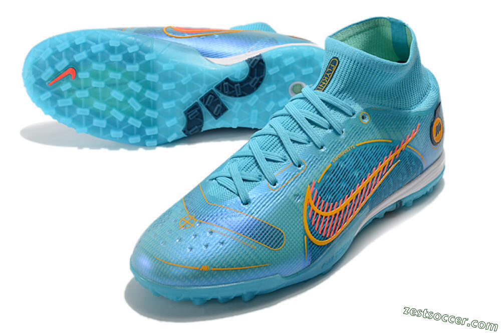 Nike Mercurial Superfly 8 Elite TF High-Tops Soccer Shoes - Blue/Red/Yellow 3