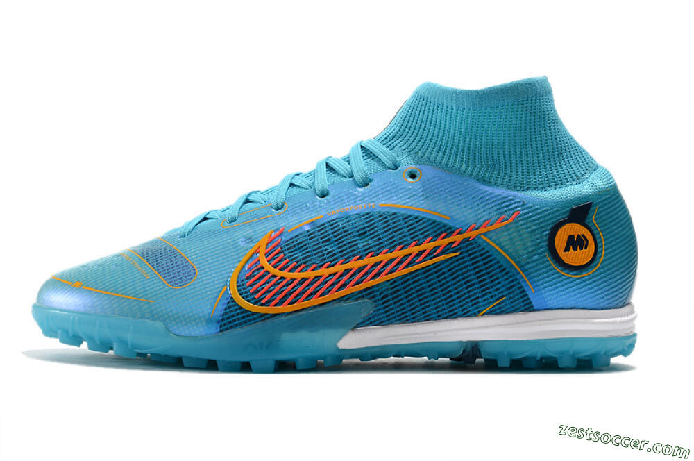 Nike Mercurial Superfly 8 Elite TF High-Tops Soccer Shoes - Blue/Red/Yellow 2