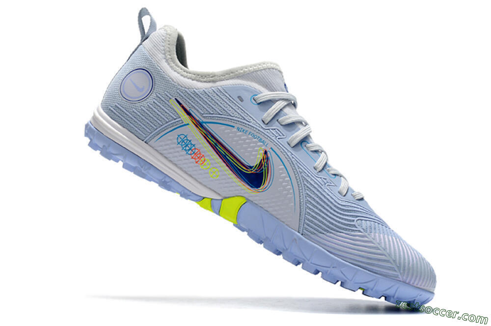 Nike Mercurial Vapor 14 Pro TF Low-Tops Soccer Shoes - White/Blue/Yellow 4