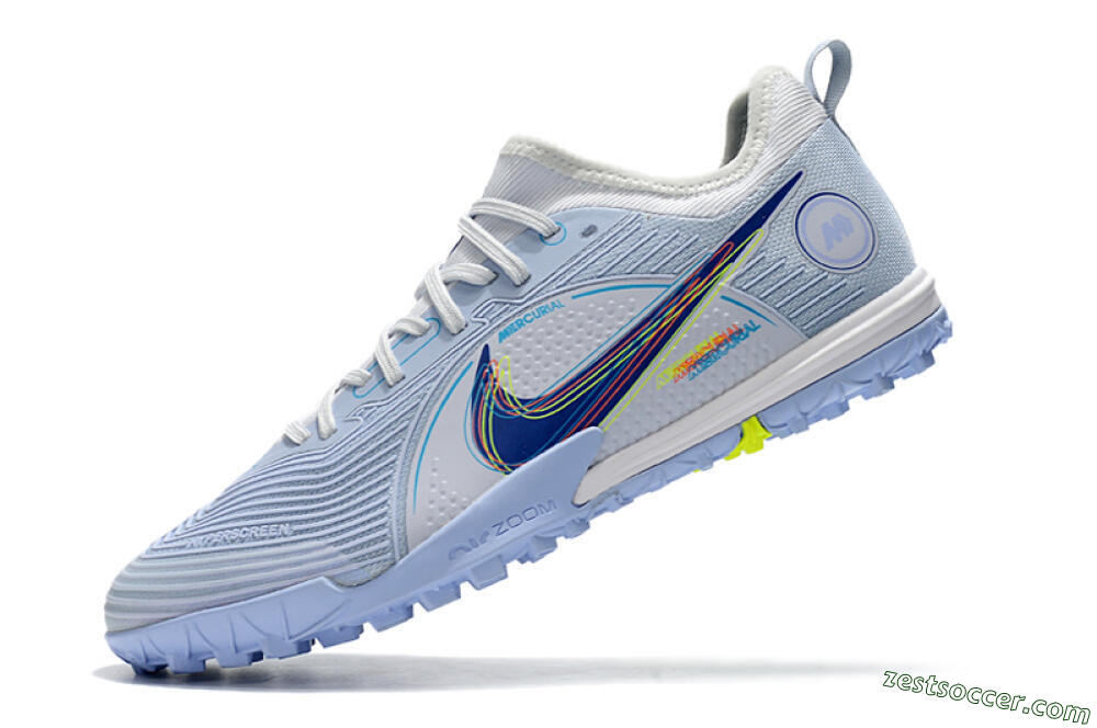 Nike Mercurial Vapor 14 Pro TF Low-Tops Soccer Shoes - White/Blue/Yellow 5