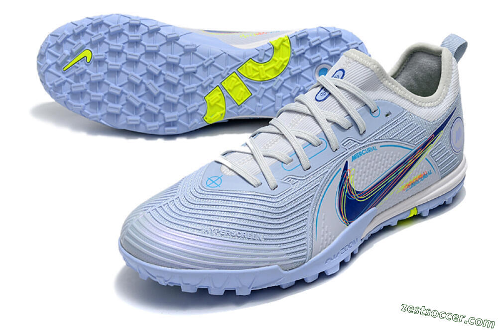 Nike Mercurial Vapor 14 Pro TF Low-Tops Soccer Shoes - White/Blue/Yellow 3