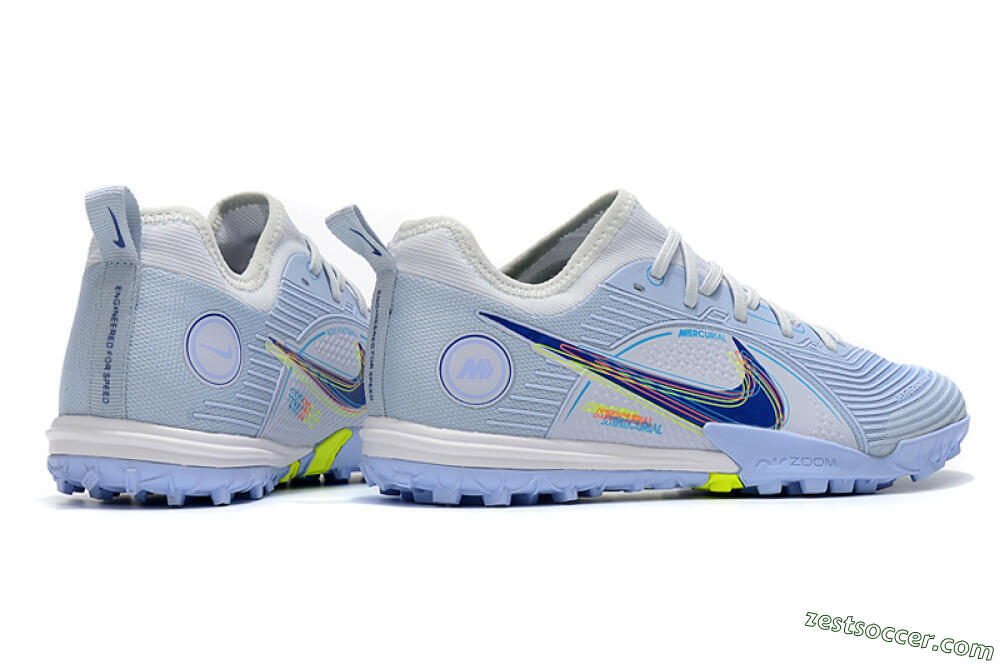 Nike Mercurial Vapor 14 Pro TF Low-Tops Soccer Shoes - White/Blue/Yellow 6