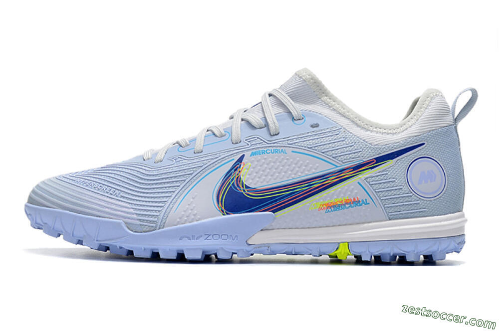 Nike Mercurial Vapor 14 Pro TF Low-Tops Soccer Shoes - White/Blue/Yellow 2