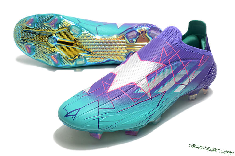 Adidas X Speedflow+ FG Low-Tops Soccer Cleats - Jade/Purple/Pink 3