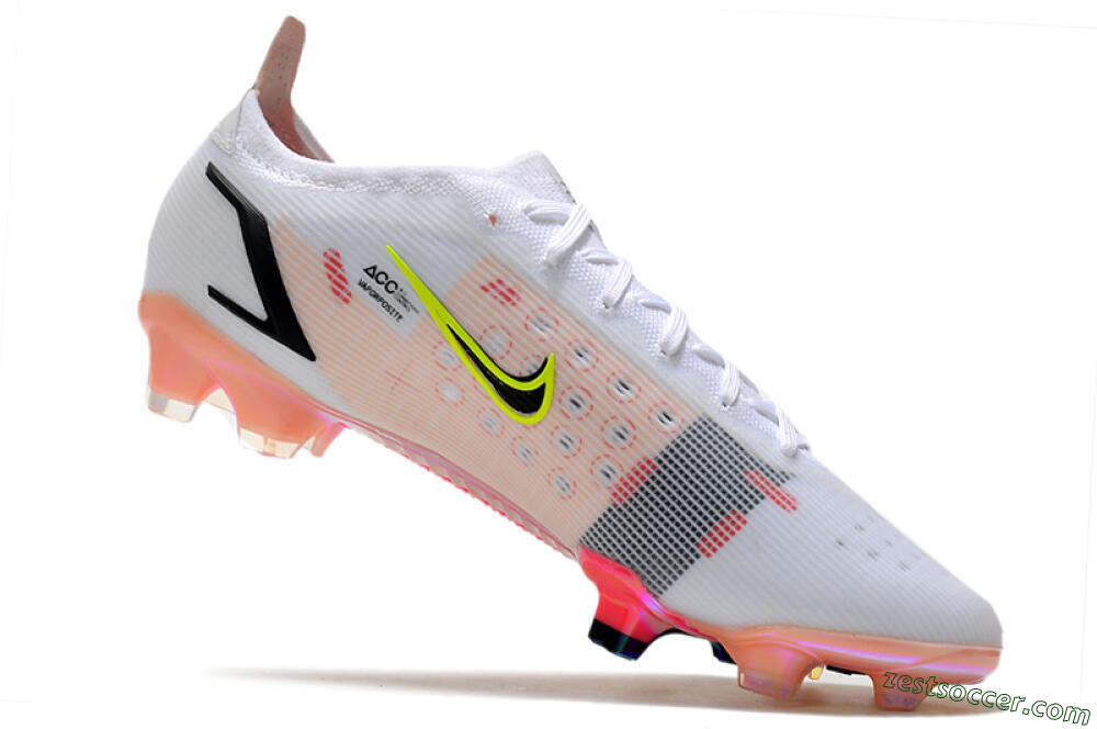 Nike Mercurial Vapor 14 Elite FG Low-Tops Soccer Cleats - White/Pink/Black/Gold 4