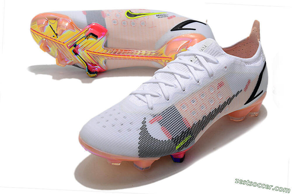 Nike Mercurial Vapor 14 Elite FG Low-Tops Soccer Cleats - White/Pink/Black/Gold 3