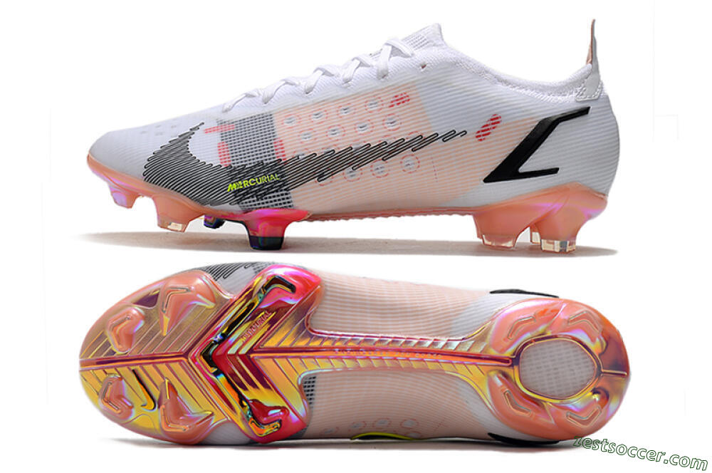 Nike Mercurial Vapor 14 Elite FG Low-Tops Soccer Cleats - White/Pink/Black/Gold 1