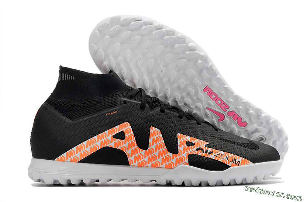 Nike Air Zoom Mercurial Superfly 9 Elite TF High-Tops Soccer Shoes - Black/Orange/White 0