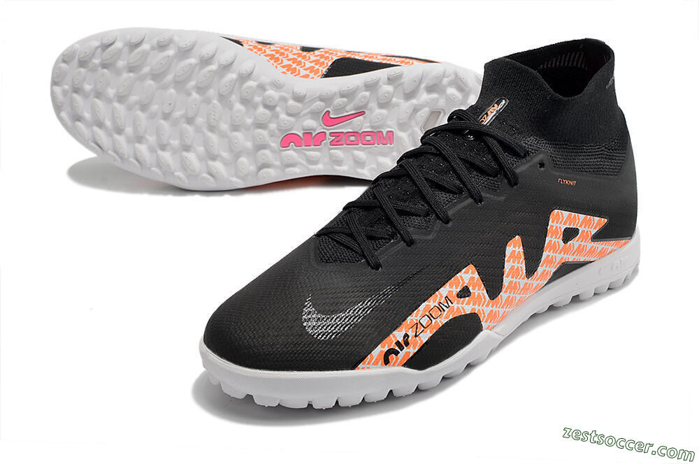 Nike Air Zoom Mercurial Superfly 9 Elite TF High-Tops Soccer Shoes - Black/Orange/White 3
