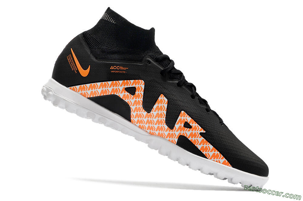 Nike Air Zoom Mercurial Superfly 9 Elite TF High-Tops Soccer Shoes - Black/Orange/White 4