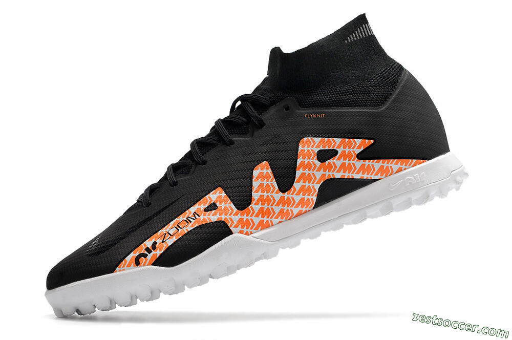Nike Air Zoom Mercurial Superfly 9 Elite TF High-Tops Soccer Shoes - Black/Orange/White 5