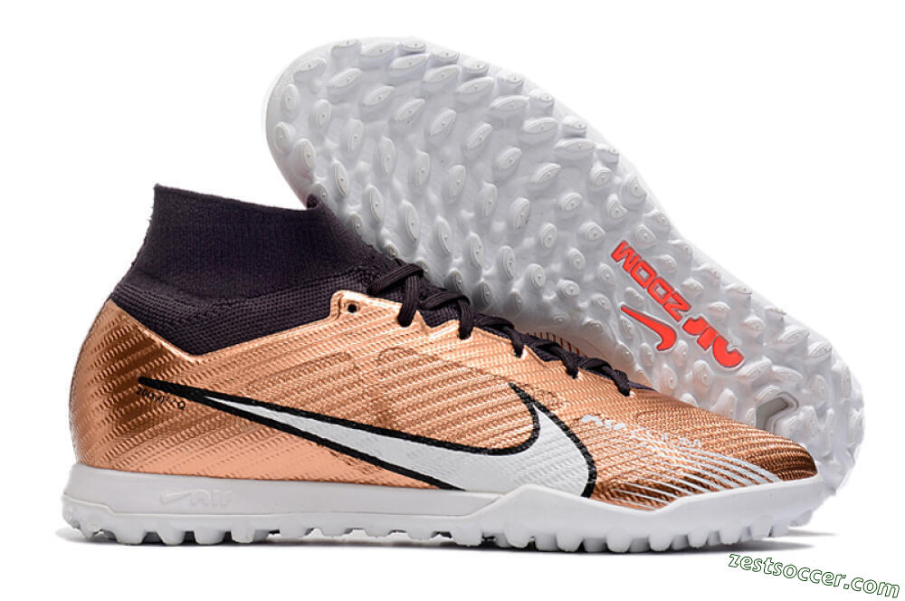 Nike Air Zoom Mercurial Superfly 9 Elite TF High-Tops Soccer Shoes - Gold/White/Black 0