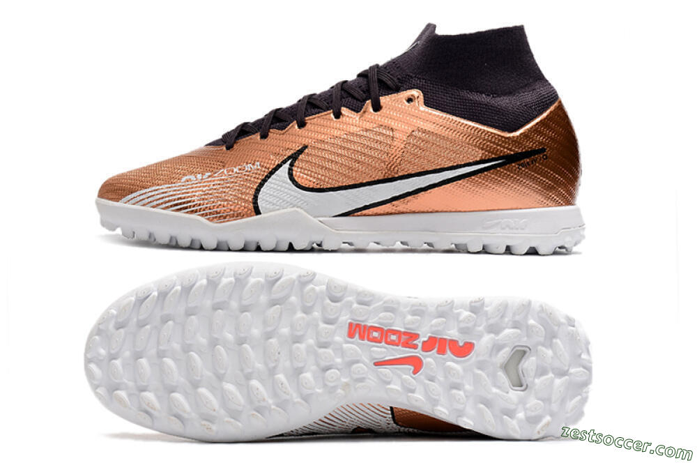 Nike Air Zoom Mercurial Superfly 9 Elite TF High-Tops Soccer Shoes - Gold/White/Black 1