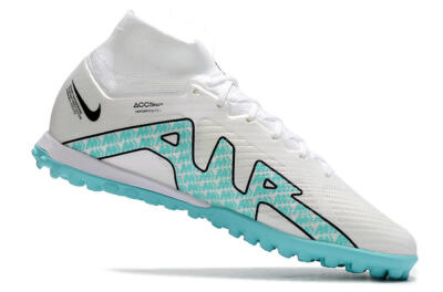 Nike Air Zoom Mercurial Superfly 9 Elite TF High-Tops Soccer Shoes - White/Jade/Black