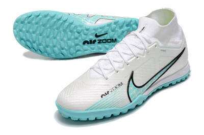 Nike Air Zoom Mercurial Superfly 9 Elite TF High-Tops Soccer Shoes - White/Jade/Black