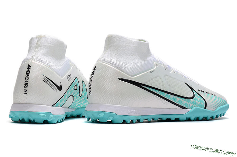 Nike Air Zoom Mercurial Superfly 9 Elite TF High-Tops Soccer Shoes - White/Jade/Black 6