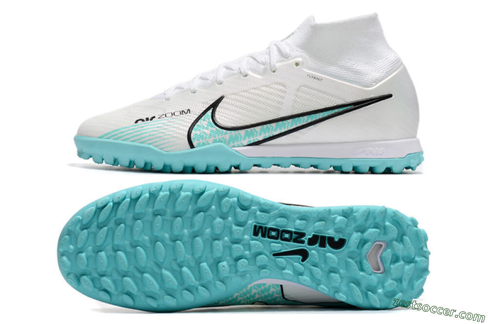 Nike Air Zoom Mercurial Superfly 9 Elite TF High-Tops Soccer Shoes - White/Jade/Black 1